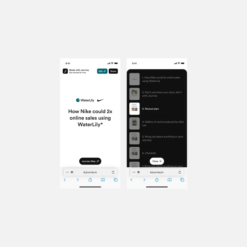 Journey reader experience on mobile