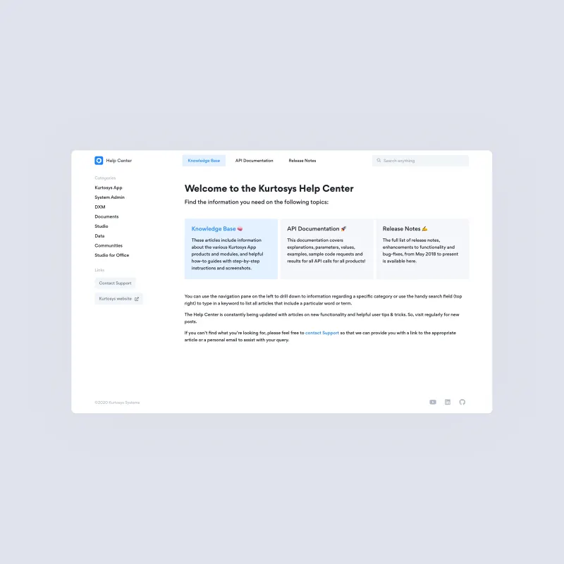 Kurtosys documentation: knowledge base and API reference.