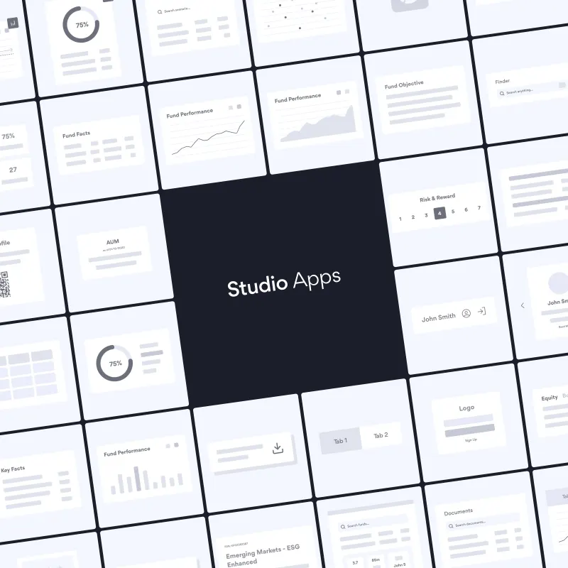Kurtosys Studio Apps for modular composition of client experiences.