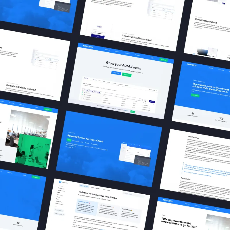 Kurtosys website: marketing pages and product narratives.