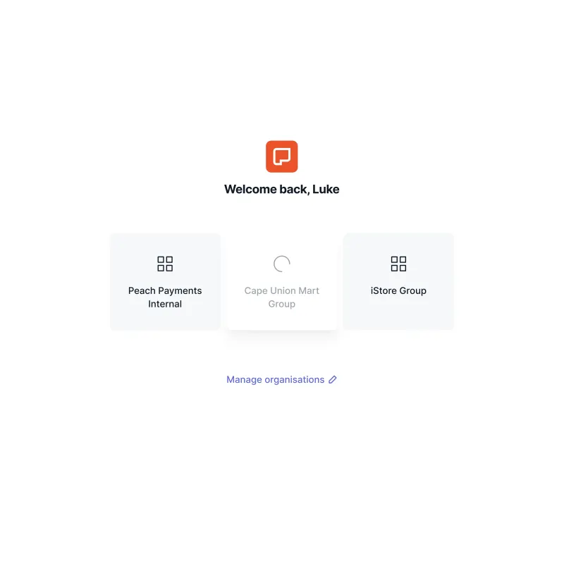 Peach dashboard org picker