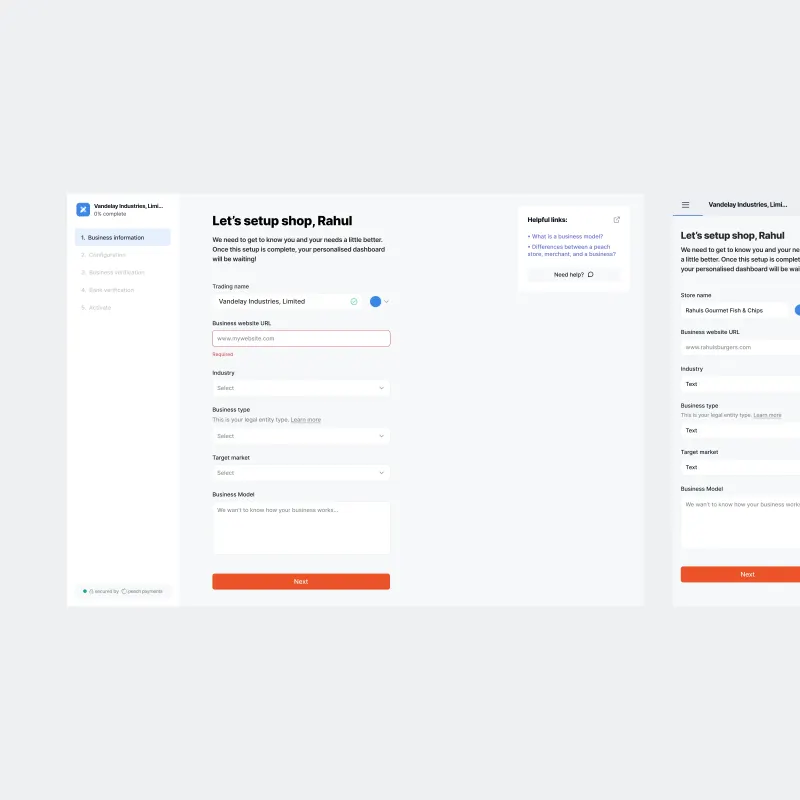 Peach onboarding step 1